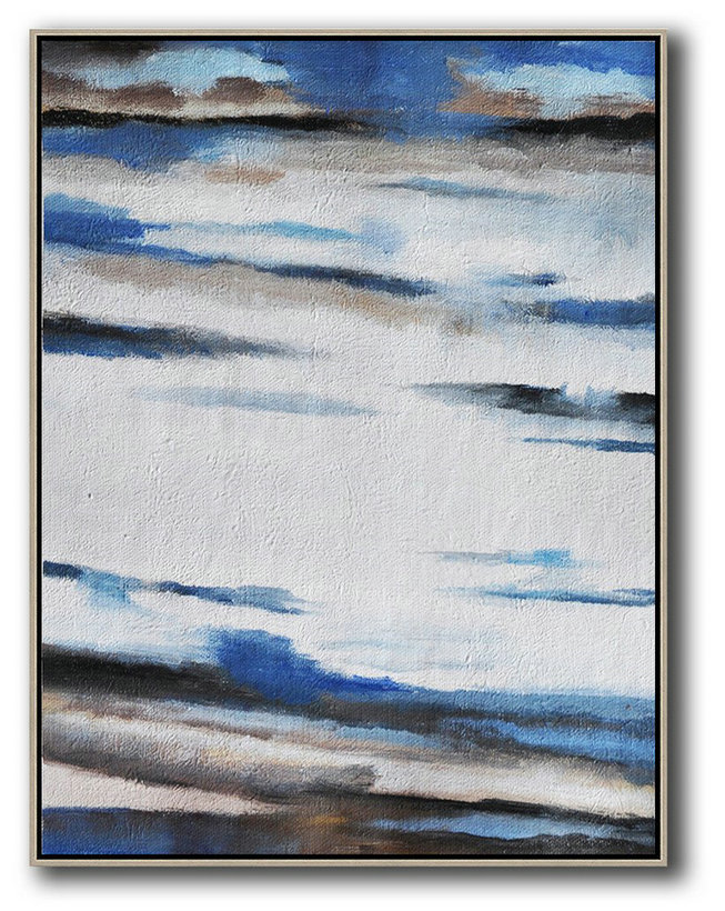 Large Abstract Art,Oversized Abstract Landscape Painting,Acrylic Minimailist Painting,Blue,White,Grey,Brown.etc